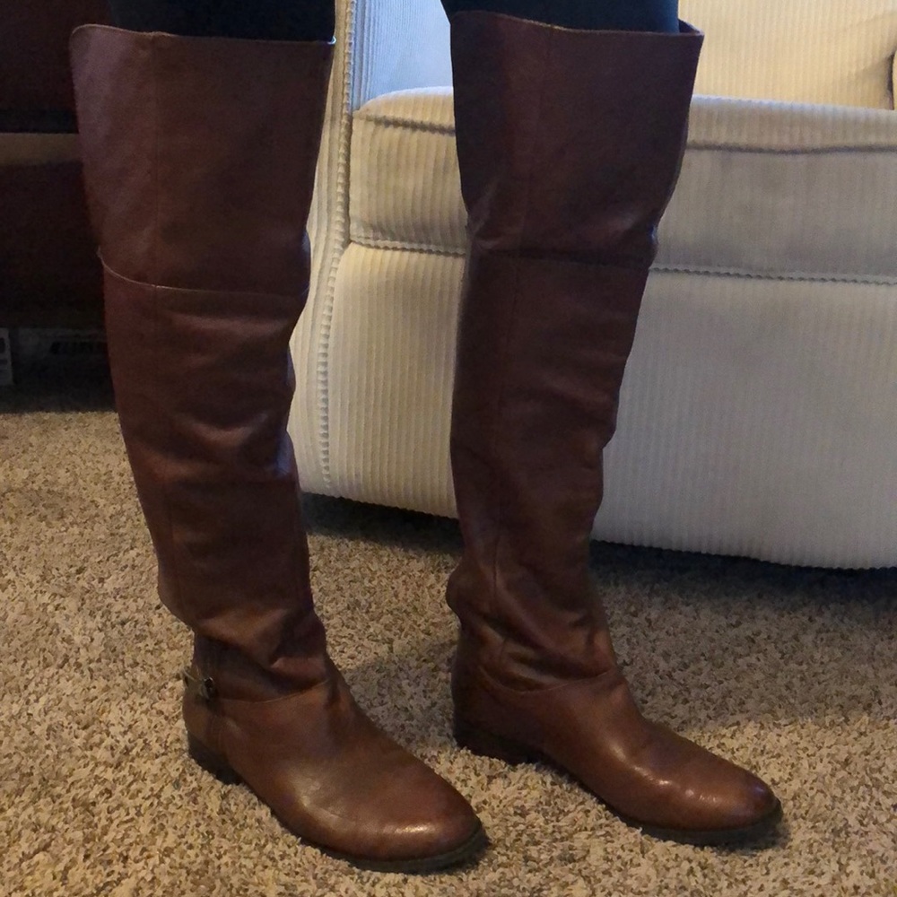Chinese laundry over the knee brown leather boots